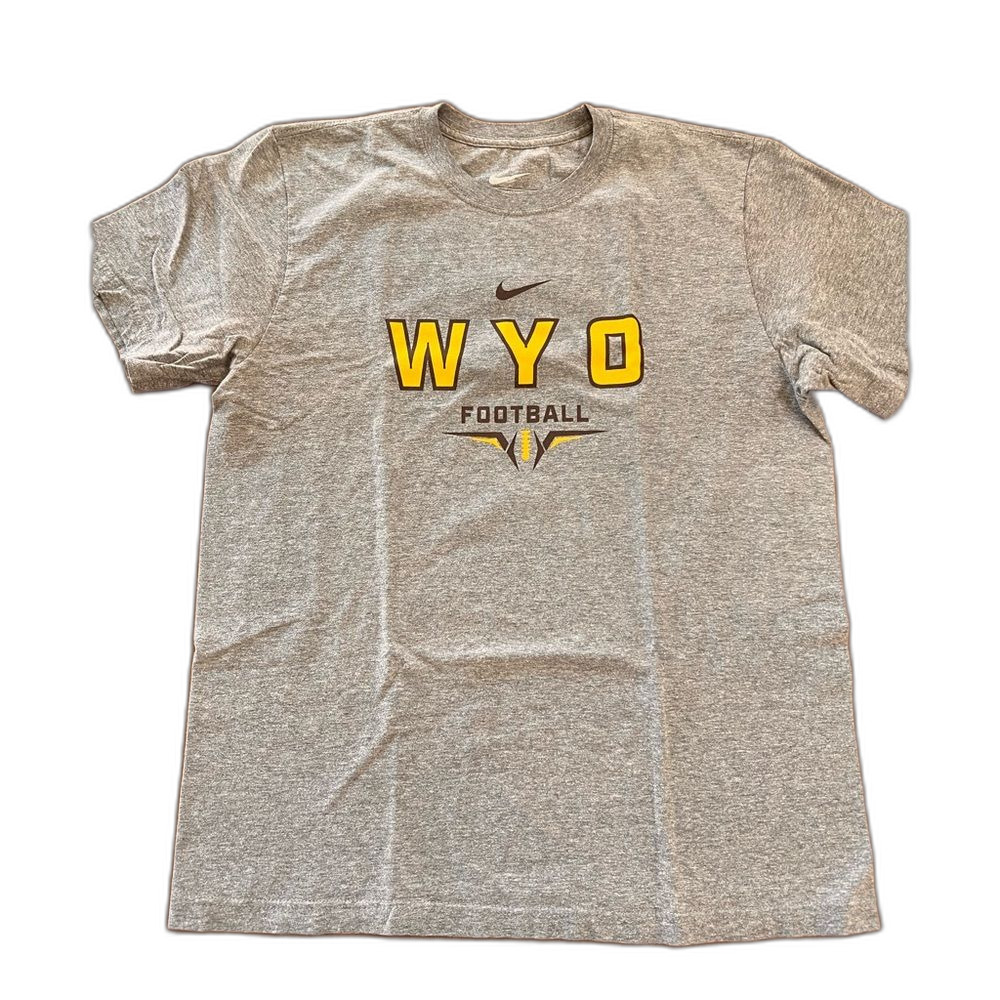 Nike Wyoming Cowboys Football Gray T-Shirt Just Do It Back Logo Men’s L